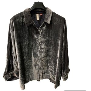 Pilcro Gray Velvet Button Down Shirt